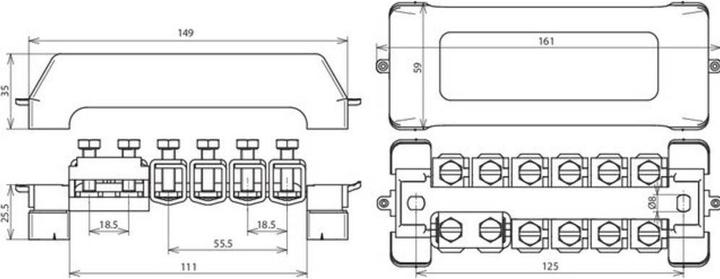Produktbild Dehn SOEHNE Potentialausgleichschiene K12 10x2.595/Rd10 Pas 11AK