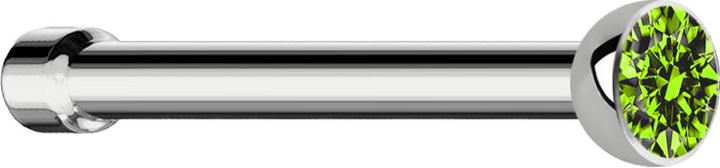 Star Piercing Nasenstecker gerade silber mit Kristall hellgrün (Titan G23, ohne Messing)
