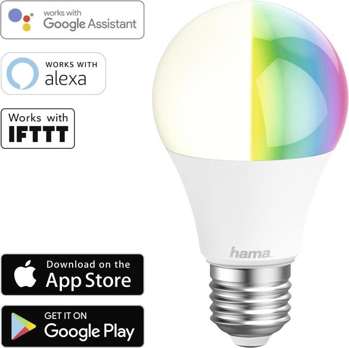 Produktbild Hama WiFi-LED-Lampe RGB (E27, 10 W, 806 lm, 1 x, G)