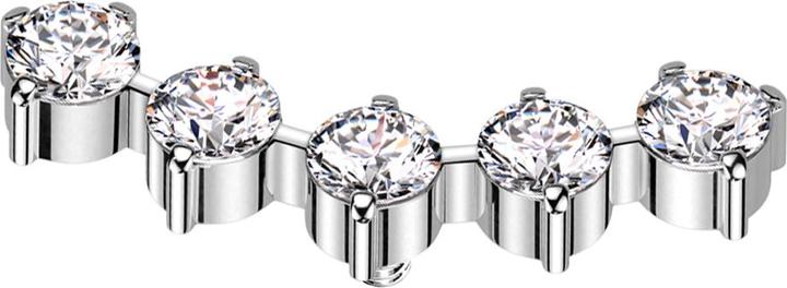 Star Piercing Dermal Anchor gebogen silber fünf runde Kristalle silber (ohne Messing, Titan G23)