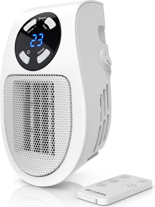 Actual product image Brandson Socket Mini Fan Heater 500 W, Bathroom Ceramic Heater with Temperature Control & Remote Control (500 W)
