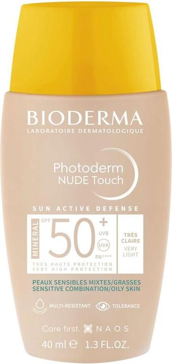 Bioderma Photoderm Nude Touch Mineral SPF50+ très claire (Sonnencreme Gesicht, SPF 50, 40 ml)