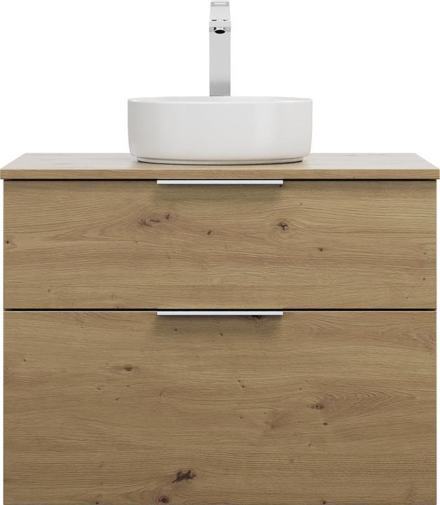 burgbad Lavabo da appoggio in ceramica Eqio, centro tondo, incluso mobiBette, larghezza 800 m
