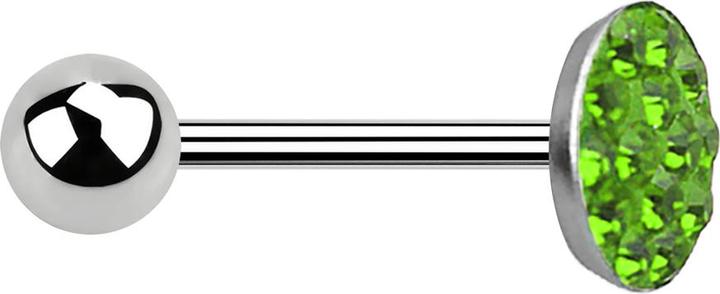 Star Piercing Barbell silber mit Kugel und Scheibe Kristall grün (Chirurgenstahl 316L)