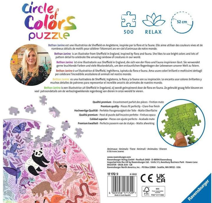 Actual product image Ravensburger Color Circle Puzzles - Animals (500 pieces)