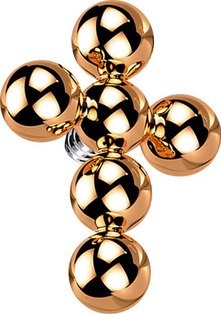 Star Piercing Dermal Anchor rosegold Kreuz Kugeln (Titan G23, ohne Messing)