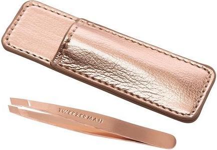 Immagine prodotto Tweezerman Mini pinzetta obliqua in oro rosa con custodia per la depilazione del viso e la modellazione delle
