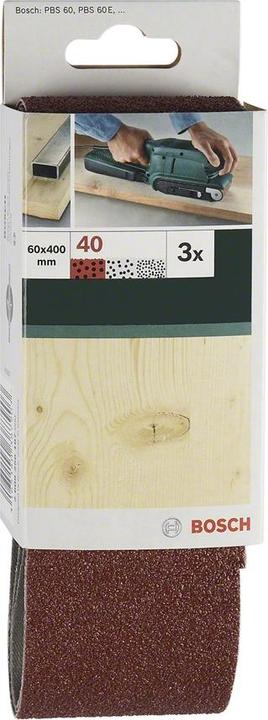 Produktbild Bosch Zubehör 3tlg. Schleifband-Set für Bandschleifer, rote Qualität K = 40 (40)