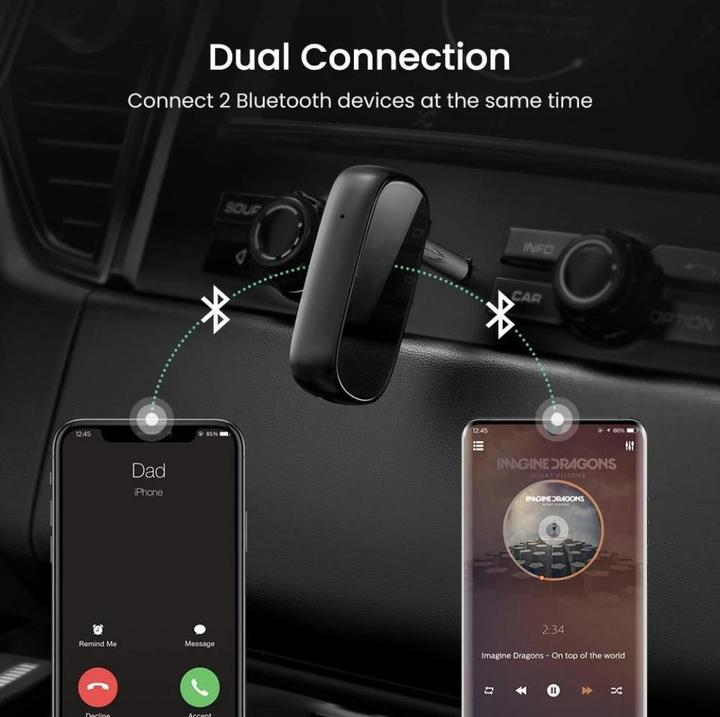 Immagine prodotto Ugreen Ricevitore audio AUX Bluetooth 5.0 per auto AUX Jack (Ricevitore)