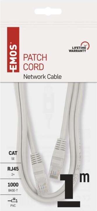 Actual product image Emos PATCH cable UTP 5E, 1m (UTP, CAT5e, 1 m)