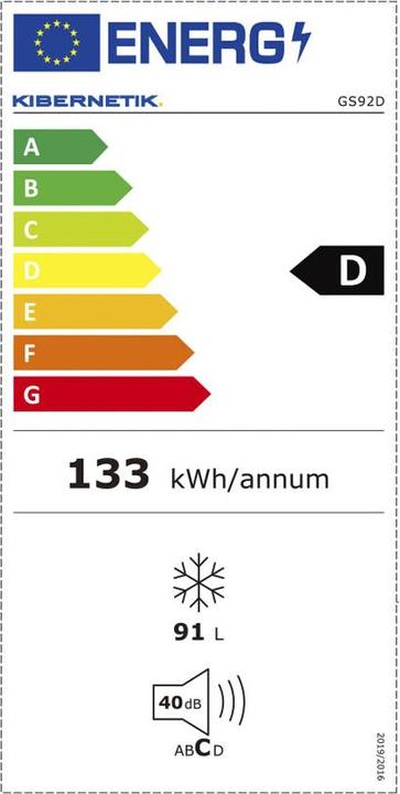Label énergétique Kibernetik Gefrierschrank D947092 (Autonome, 91 l)