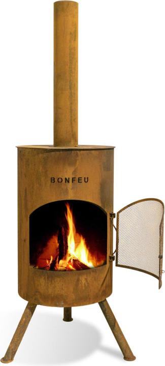 Bonfeu BonTon 40 Corten Tuinhaard - L 40 x B 40 x H 145 cm - Staal - bruin - Tuinhaard - Terrasverwarming -