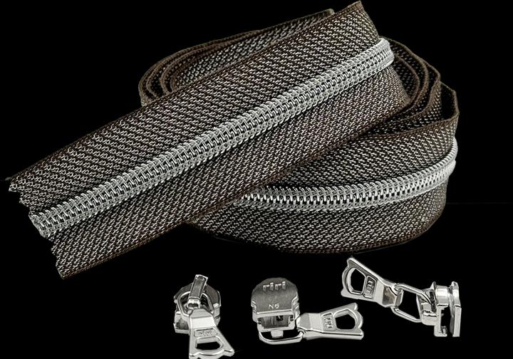 Hellbraun, lurex silber