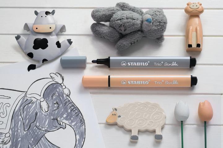 Image du produit STABILO Trio Scribbi Stylo feutre triangulaire à ressort (Multicolore, 14 x)