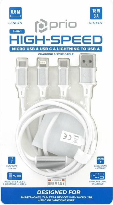 Immagine prodotto prio 3in1 (0.60 m, USB 2.0, 18 W)