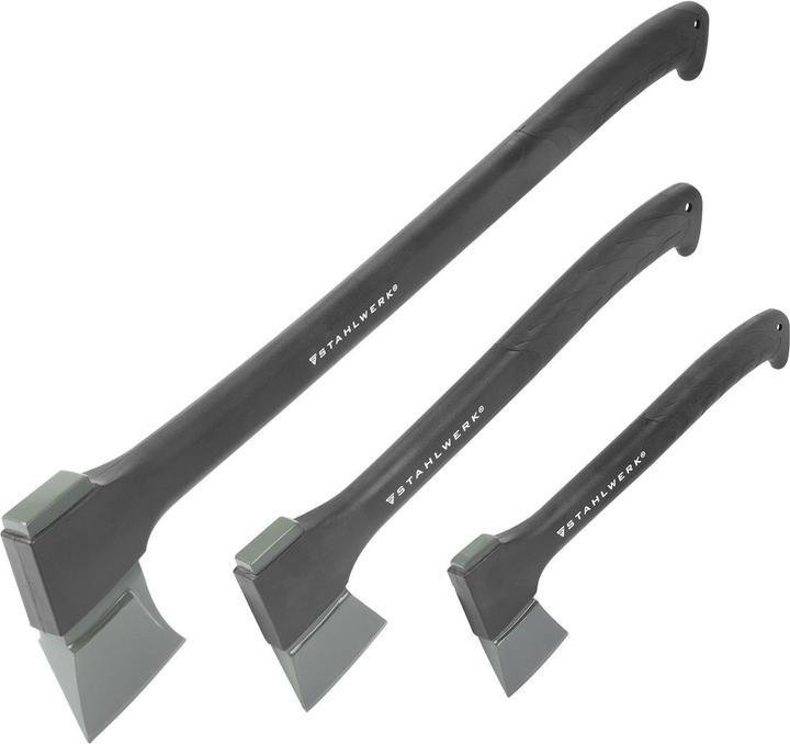 Stahlwerk Axt 3er Set 355/ 445/ 775 mm Beil aus Carbon-Stahl mit Fiberglas-Griff