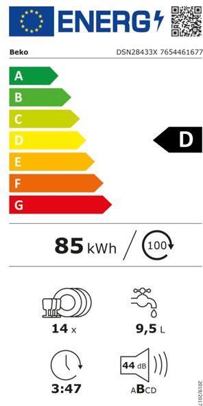 Label énergétique Beko DSN 28433XG