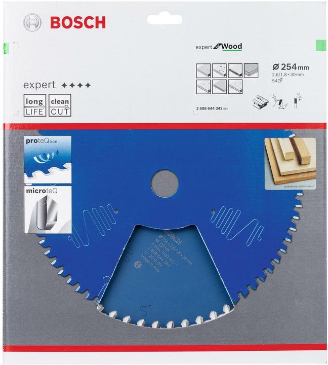 Produktbild Bosch Professional Zubehör Kreissägeblatt Expert for Wood, 254 x 30 x 2,6 mm, 54