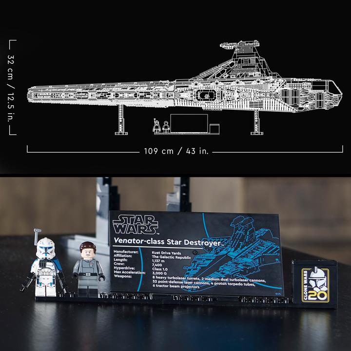 Immagine prodotto LEGO Incrociatore d’attacco della Repubblica classe Venator (75367, LEGO Star Wars, Set LEGO rari)