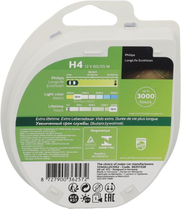 Image du produit Philips H4 LongLife Ecovision (H4)