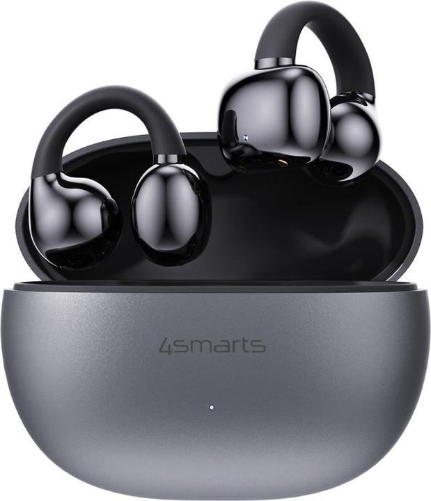 Productafbeelding 4smarts Open-Ear-Kopfhörer SkyBuds Clip Grau, Detailfarbe: Grau (NC, 28 h, Draadloze)