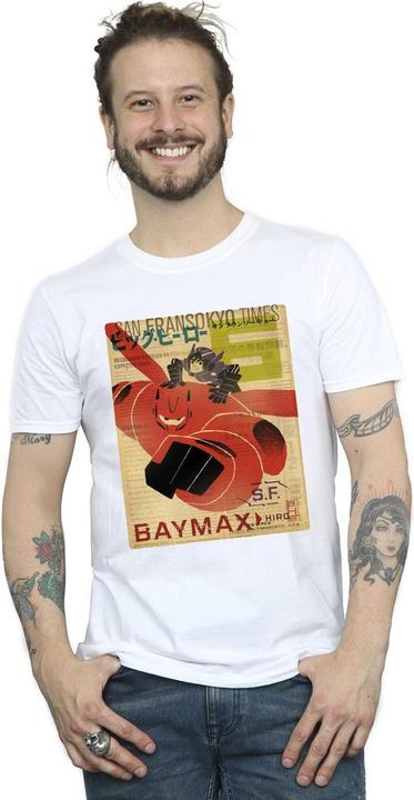 Immagine prodotto Disney Big Hero 6 Baymax Flying Baymax Newspaper Maglietta Uomo (4XL)