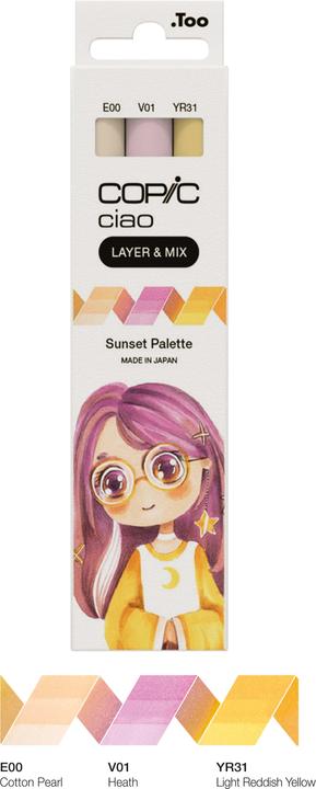 Produktbild Copic CIAO - Marker (V-01 Heath, E-00 Cotton Pearl, YR-31 Light Reddish Yellow, 6 mm, 3 x)