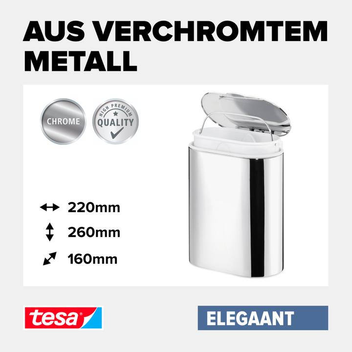 Produktbild tesa ELEGAANT Kosmetikabfalleimer inkl. Klebelösung ohne Bohren (10 l)