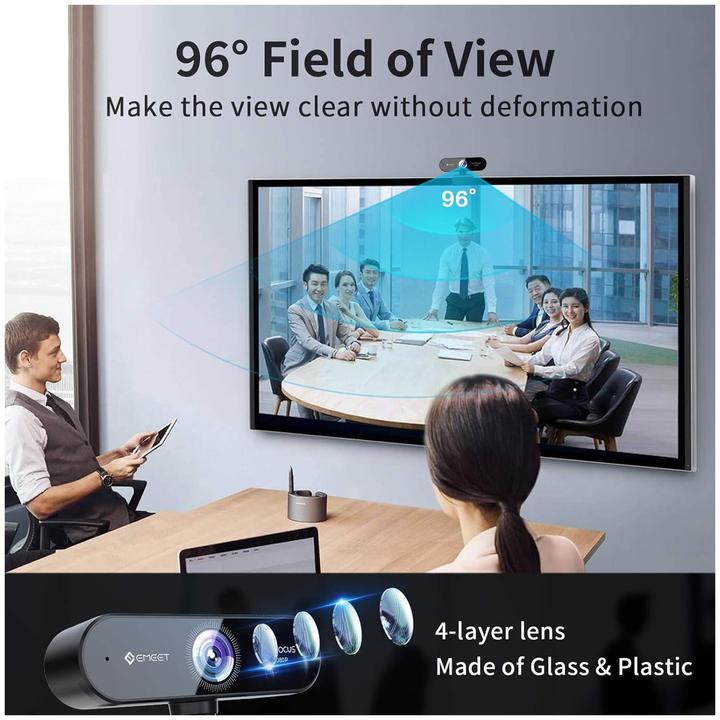 Produktbild EMeet Nova Webcam Full HD 1080P με Autofocus,Κάλυμμα και Διπλά Μικρόφωνα για Βιντεοκλήσεις