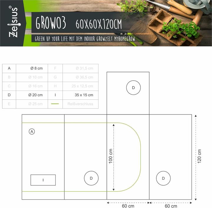 Image du produit Zelsius Growzelt MyHomeGrow (60 x 60 x 120 cm)