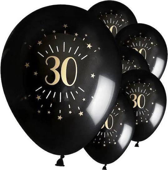Image du produit Santex Ballons d'anniversaire 30 ans noir et or (8 x)