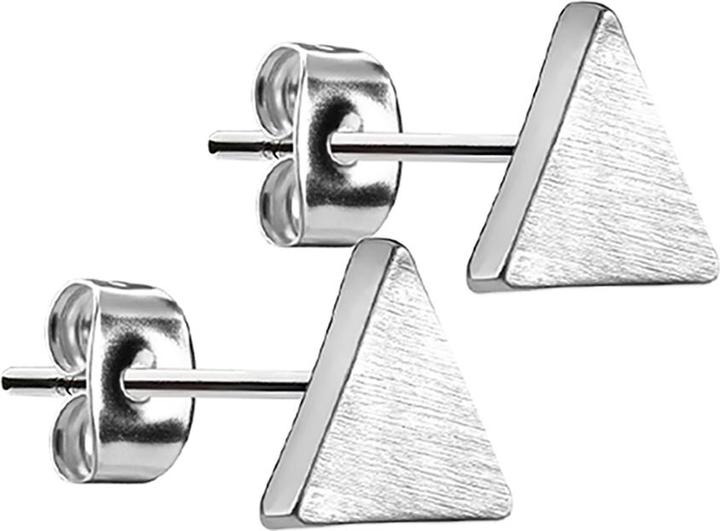 Star Piercing Ohrstecker dreieckig gebürstet silber (Messing, Chirurgenstahl 316L)