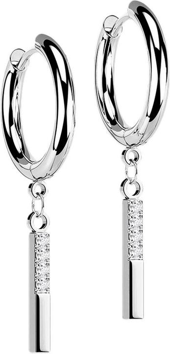 Star Piercing Ohrring silber Anhänger Balken mit Kristallen (ohne Messing, Chirurgenstahl 316L)