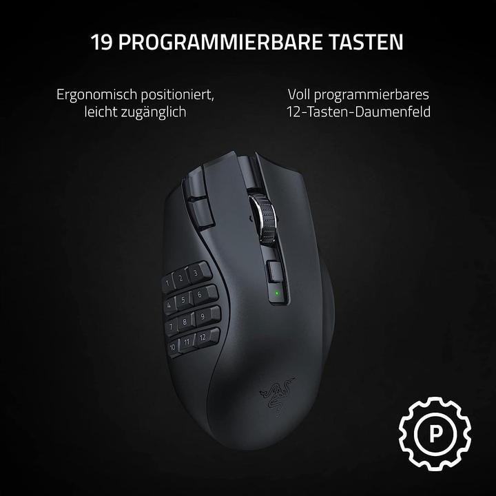 Actual product image Razer Naga V2 HyperSpeed for gaming, 2.4 GHz, Bluetooth, Wireless, Black (Wireless)