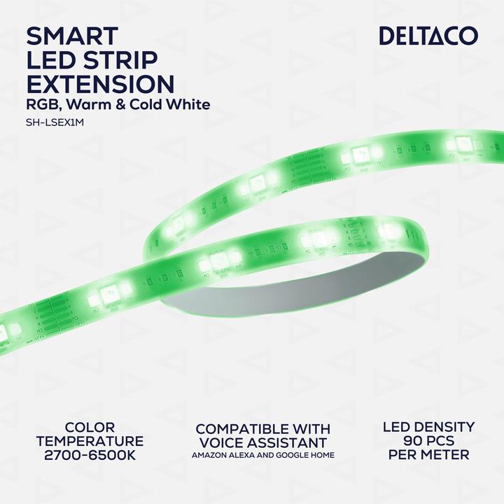 Produktbild Deltaco SMART HOME LED strip extension, 1m, RGB, 2700K-6500K, 6 contacts, suitable for SH-LS3M, whit (Mehrfarbig, 300 cm, Indoor, Outdoor)