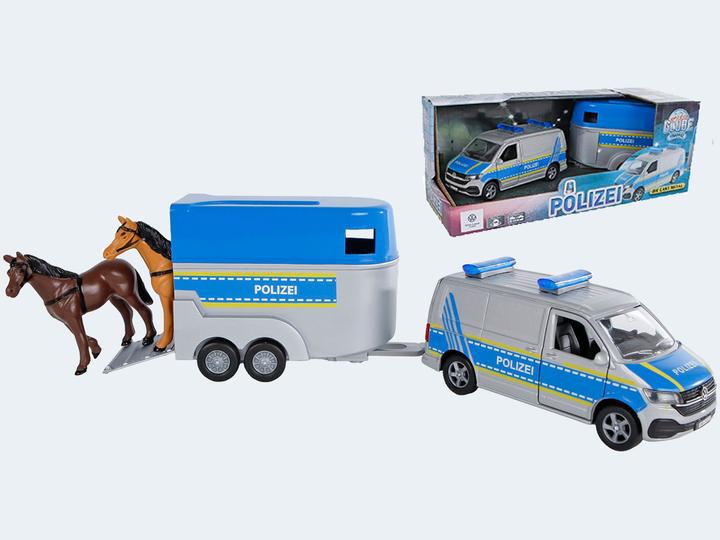 Actual product image Kids Globe Traffic VW Transporter Police with horse trailer 28cm