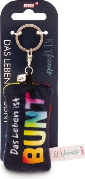 Actual product image Magni NICI Schlüsselanhänger Mini Plüschkissen Das Leben ist bunt mit Glöckchen 8cm