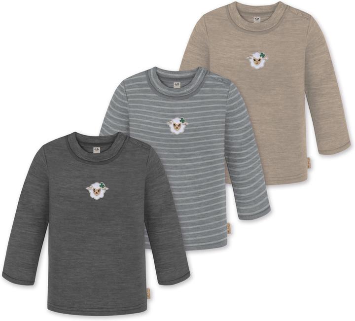 Normani 3er Pack Baby Merino Longsleeve „Taupo" - 9475