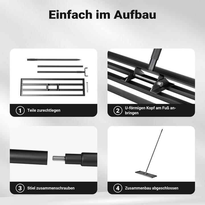 Produktbild Wiltec Aluminium Rasenrakel 121,9x25,4cm Stiel Sanden Levelingrake Flächenebner