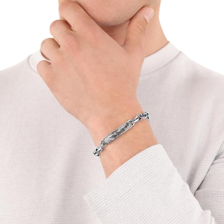 Produktbild S.Oliver Armschmuck für Herren, Edelstahl, Jaspis (22 cm, Edelstahl)