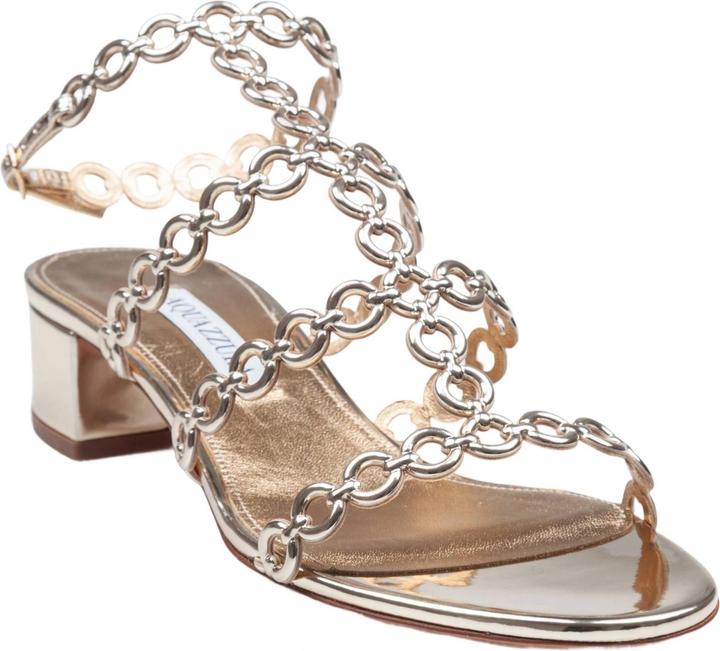 Produktbild Aquazzura Aquazzurra infinity chain ​​35 sandal in mirrored leather, gold color (37)