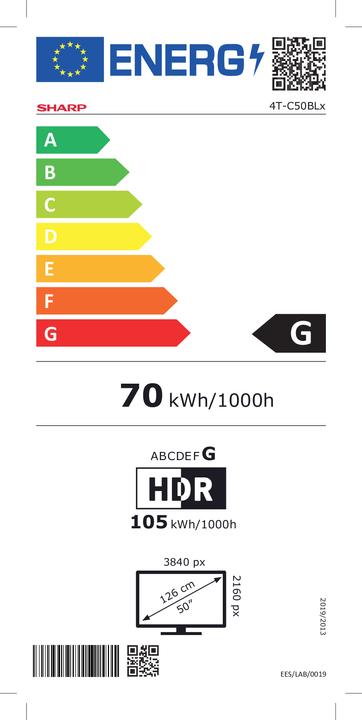 Energy Label Sharp 50BL5EA (50", LCD, 4K)