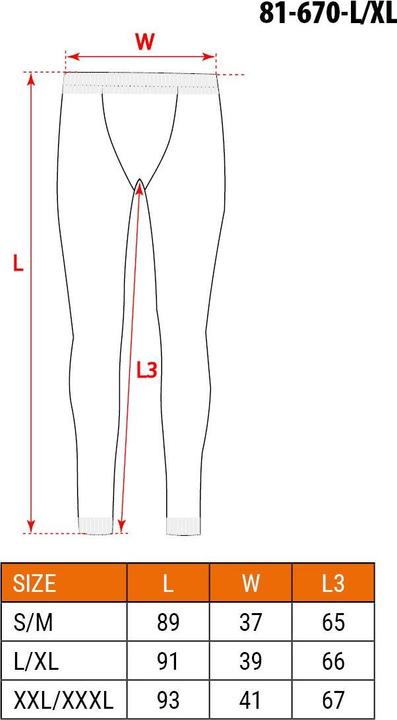 Nutritional values and ingredients Neo Thermoactive long johns, size L (XL)