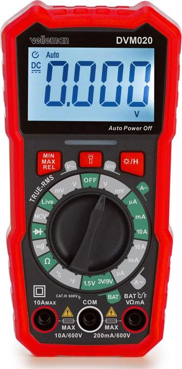 Produktbild Velleman Universelles, robustes Echt-Effektivwert-Digitalmultimeter - CAT III - 600 V - 8 Funktionen (CAT III)