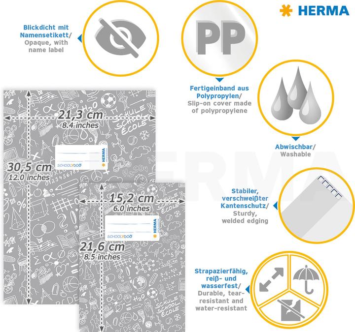 Produktbild HERMA Heftschoner A4 SCHOOLYDOO (A4, Kariert, Harter Einband)