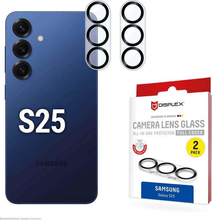 Image du produit Displex Full Cover Camera Lens Glass, Kamera Schutzglas, Platte, Doppelpack (2 pièce(s), Samsung Galaxy S25)