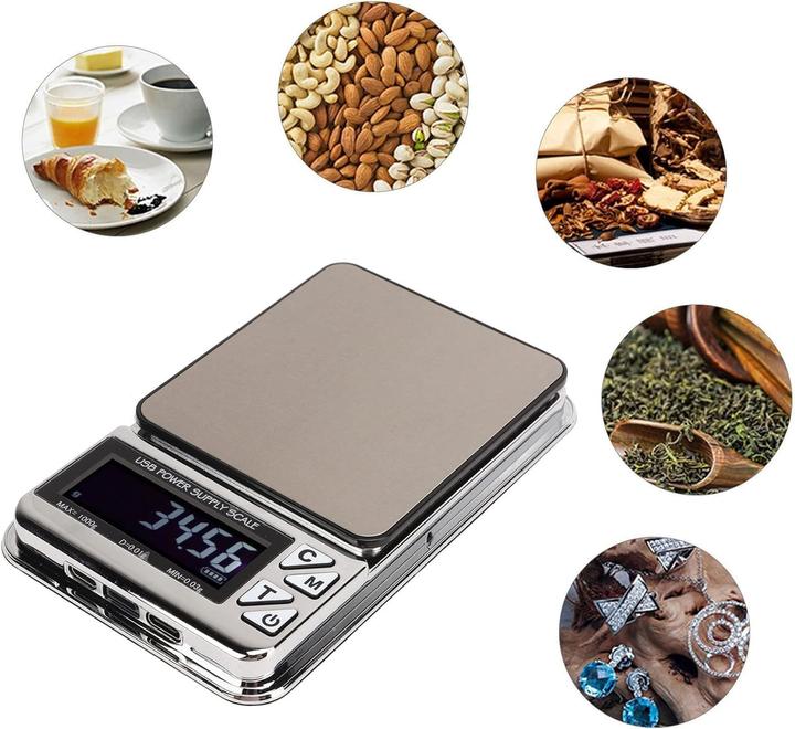 Actual product image Swissdetector Portable electric scale USB rechargeable - 0,01 X 1000g