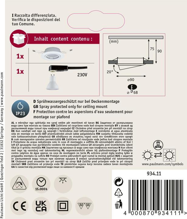 Actual product image Paulmann Recessed luminaire Base Set (350 lm, GU10)