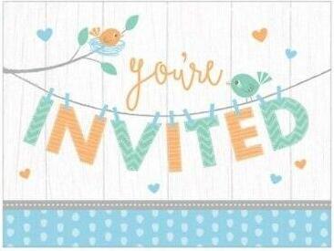 Actual product image Creative Party Hello Baby Boy Invitations (Pack of 8) (8 pcs.)