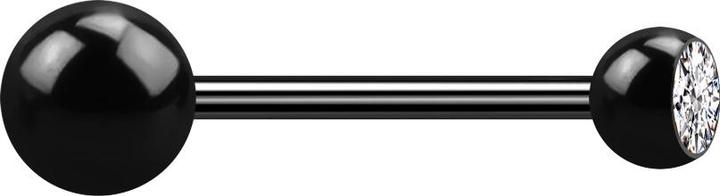 Star Piercing Micro Barbell schwarz mit Kugel und Kugeln Kristall silber (ohne Messing, Chirurgenstahl 316L)